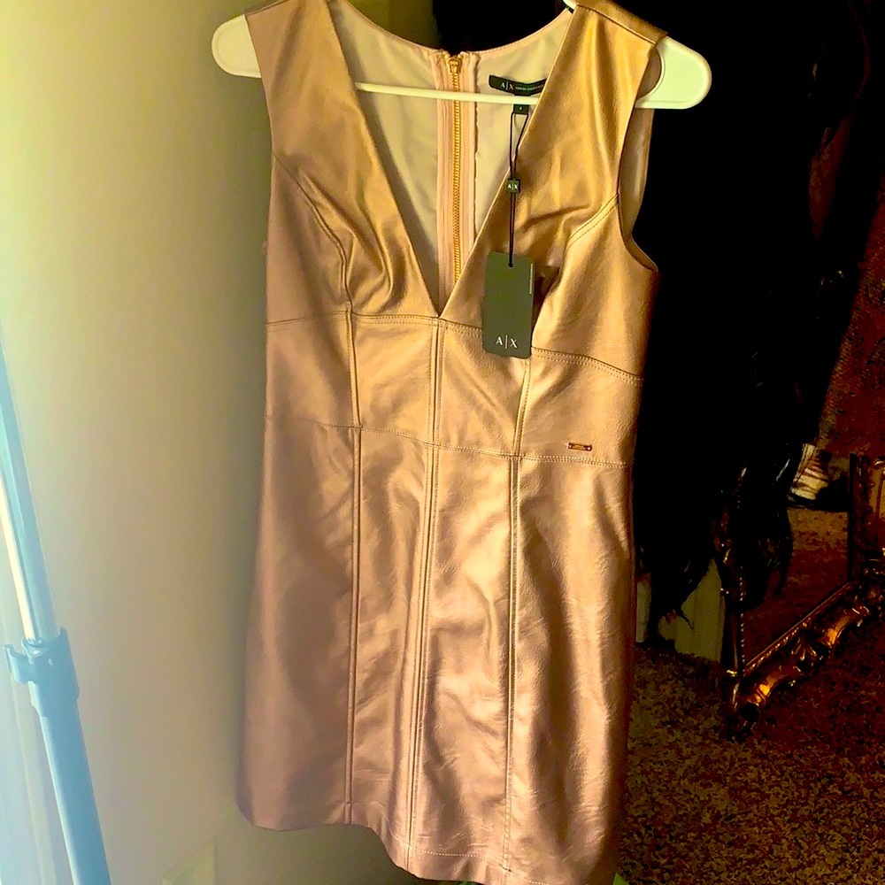 NWT Armani Rose 🌹Gold Leather Dress